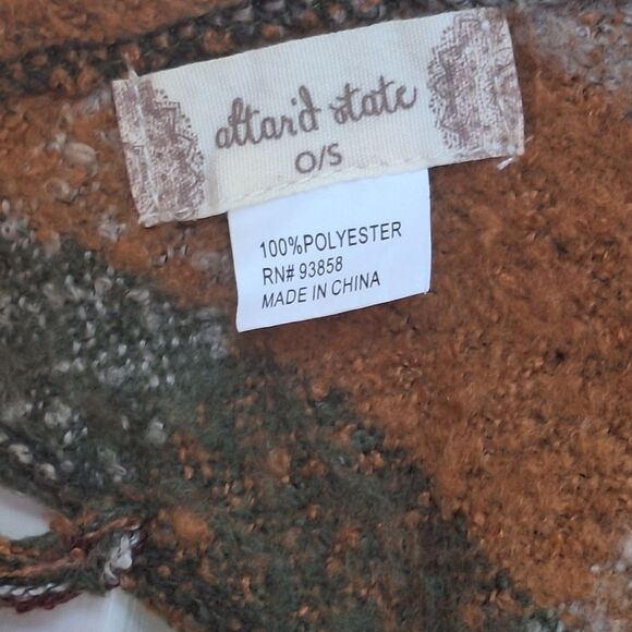 Autumn Fall Cozy Fringed Wrap Scarf ALTARD STATE Shawl Green Orange Wine 75 x 33 - Picture 13 of 15